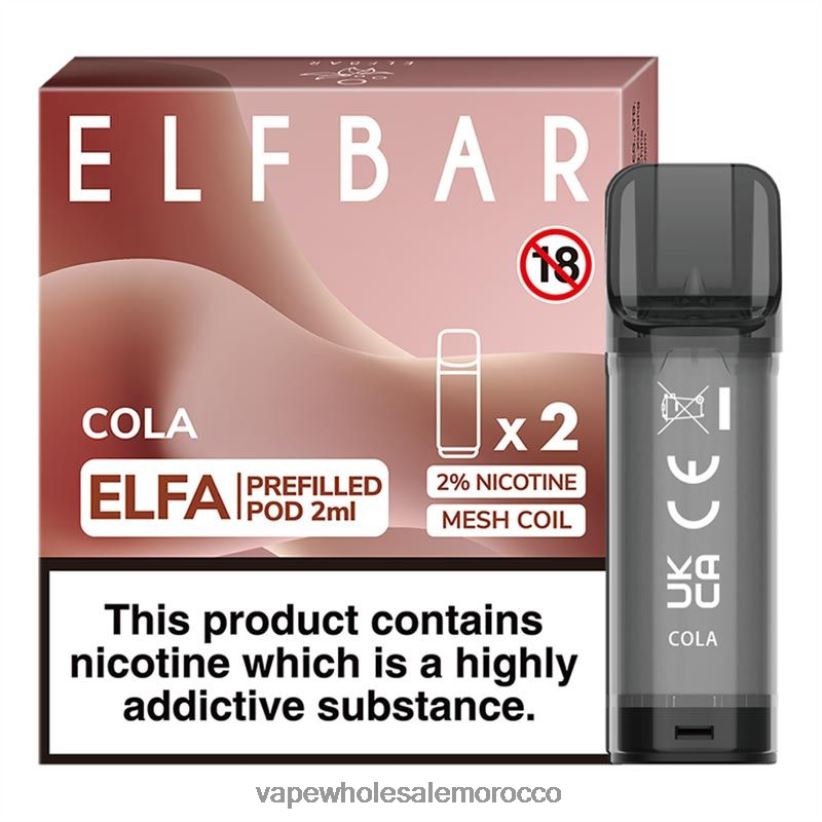 Morocco Vape Shop - الكولا R840F2319 ELFBAR Elfa جراب مملوء مسبقًا - 2 مل - 20 ملجم (عبوتان)