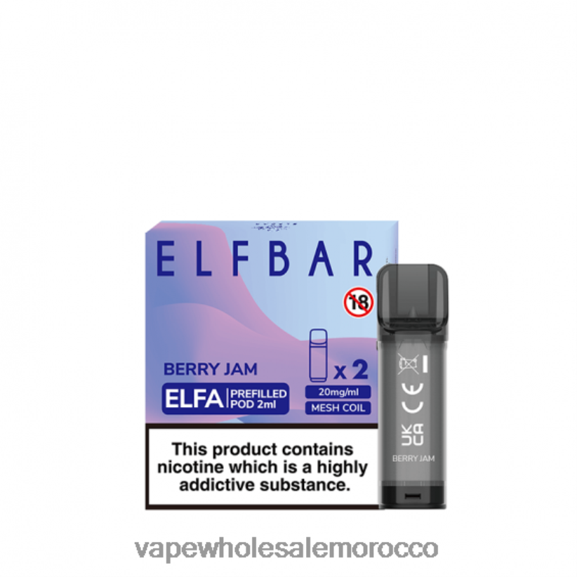 Morocco Vape Shop - مربى التوت R840F2341 ELFBAR Elfa جراب مملوء مسبقًا - 2 مل - 20 ملجم (عبوتان)