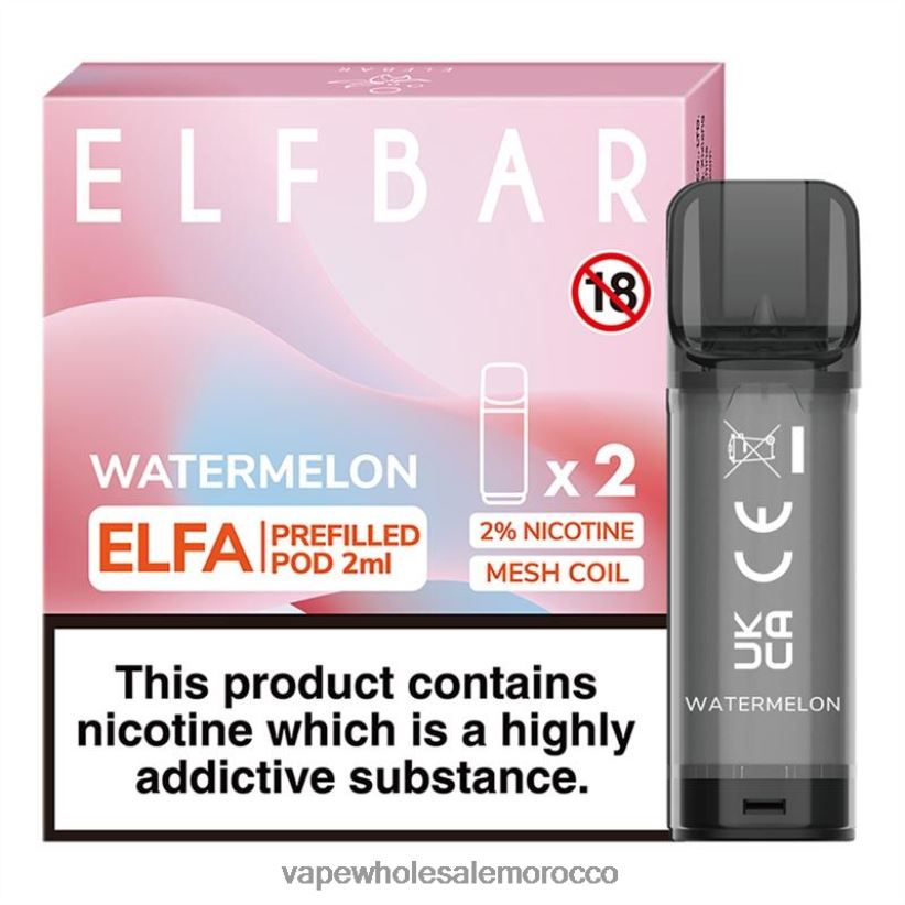 Vape Morocco - بطيخ R840F2318 ELFBAR Elfa جراب مملوء مسبقًا - 2 مل - 20 ملجم (عبوتان)