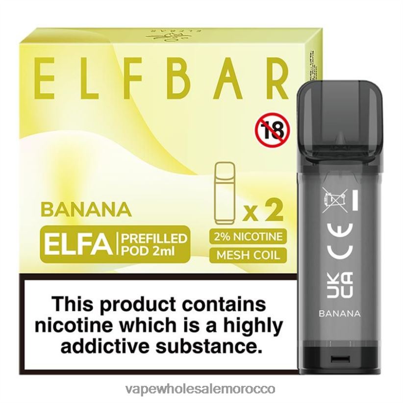 Vape بالجملة - موز R840F2315 ELFBAR Elfa جراب مملوء مسبقًا - 2 مل - 20 ملجم (عبوتان)