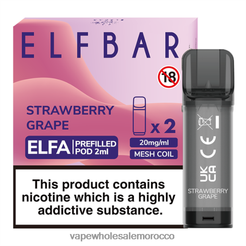 Vape بالجملة - عنب فراولة R840F2337 ELFBAR Elfa جراب مملوء مسبقًا - 2 مل - 20 ملجم (عبوتان)