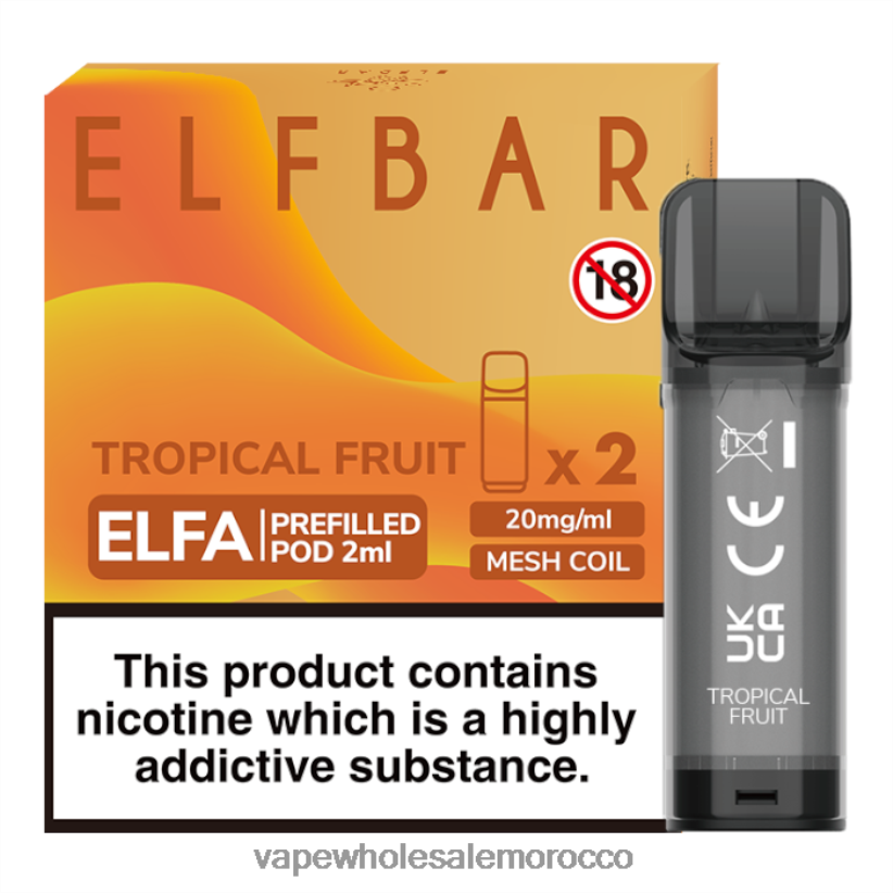 Vape Wholesale Morocco - الفاكهة الاستوائية R840F2328 ELFBAR Elfa جراب مملوء مسبقًا - 2 مل - 20 ملجم (عبوتان)