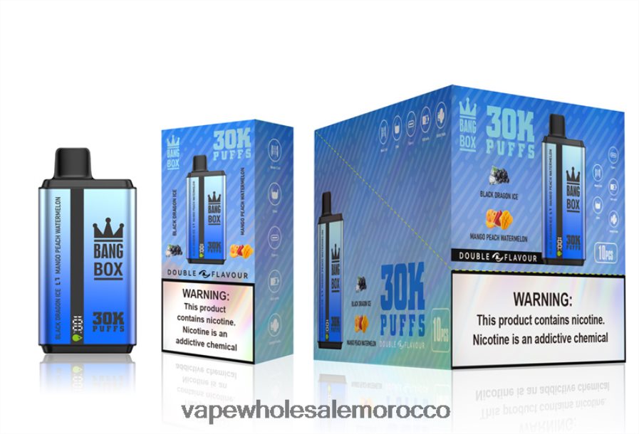 E Cigarette Morocco - Bang Box 30000 نفخة نكهات مزدوجة بلاك دراجون آيس ومانجو وخوخ وبطيخ Z064V671