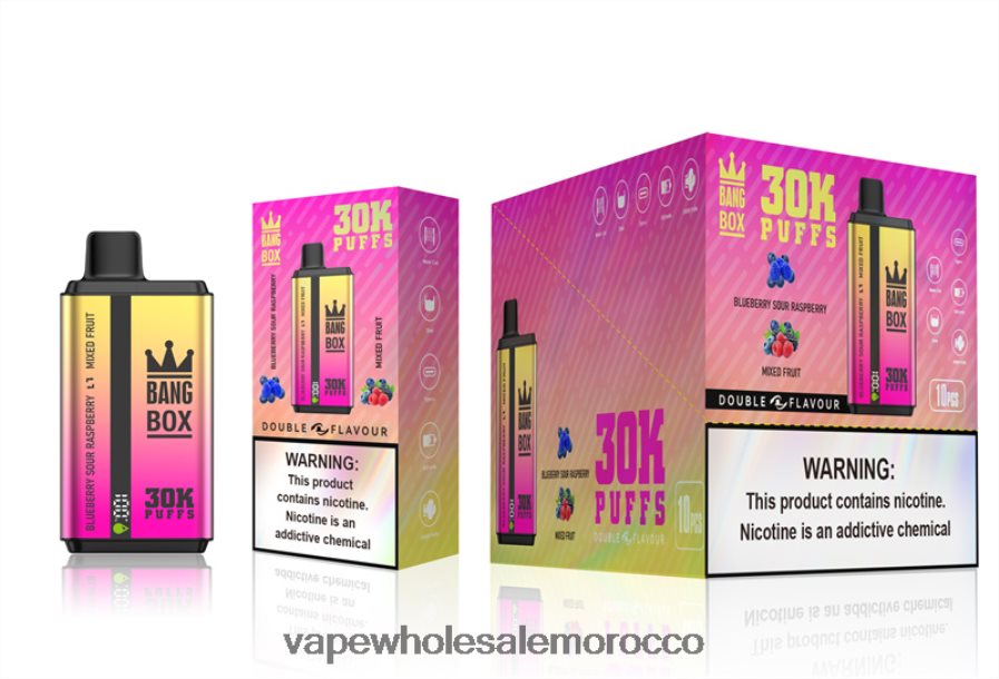 Morocco Vape Shop - Bang Box 30000 نفخة نكهات مزدوجة توت توت حامض وفواكه مشكلة Z064V666