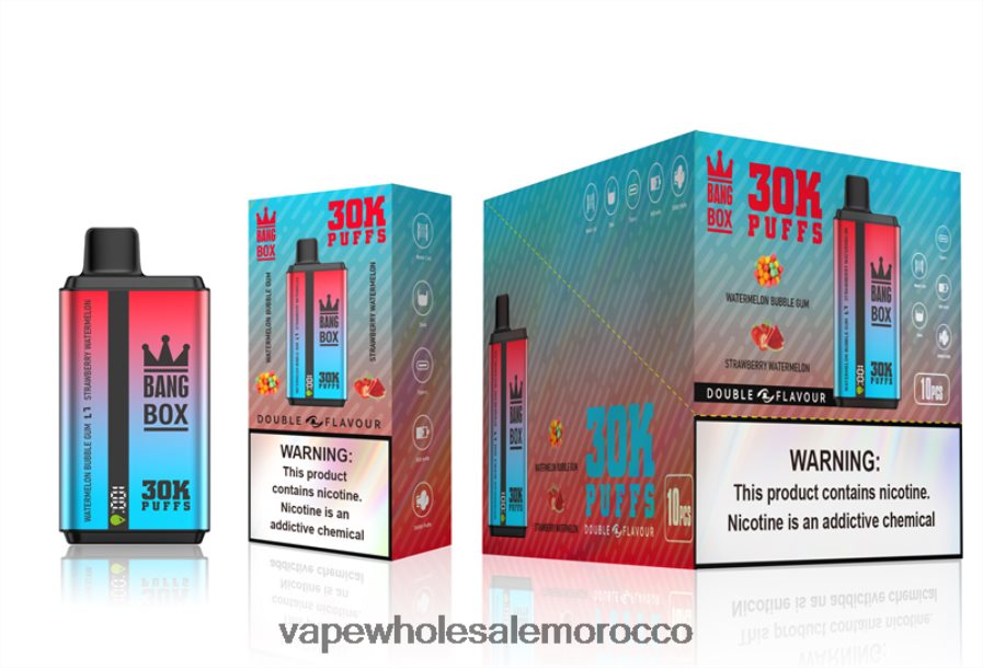 Vape Price Morocco - Bang Box 30000 نفخة نكهات مزدوجة علكة البطيخ والفراولة والبطيخ Z064V668