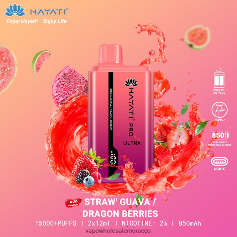 Vape Wholesale Morocco - فراولة جوافة/توت تنين R840F2229 Hayati Pro Ultra