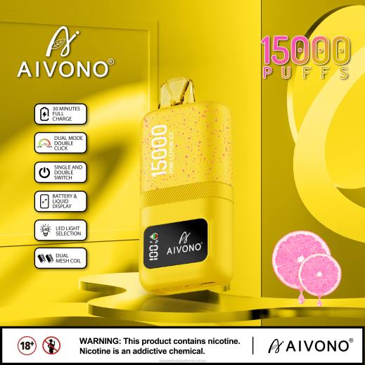 السيجارة الالكترونية - Aivono AIM magic 15000 ثلج ليمون وردي X46461