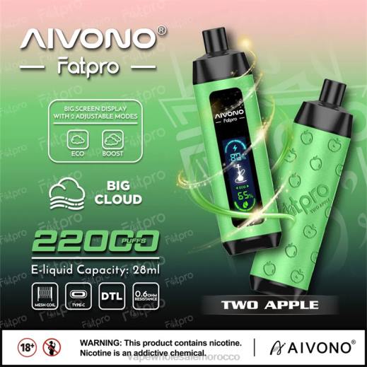 السيجارة الإلكترونية الأصلية - Aivono Fatpro 22000 تفاحتان X4641