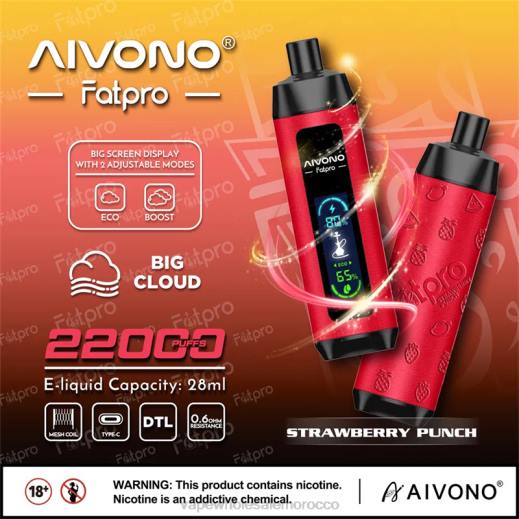 Vape Wholesale Morocco - Aivono Fatpro 22000 لكمة الفراولة X4648