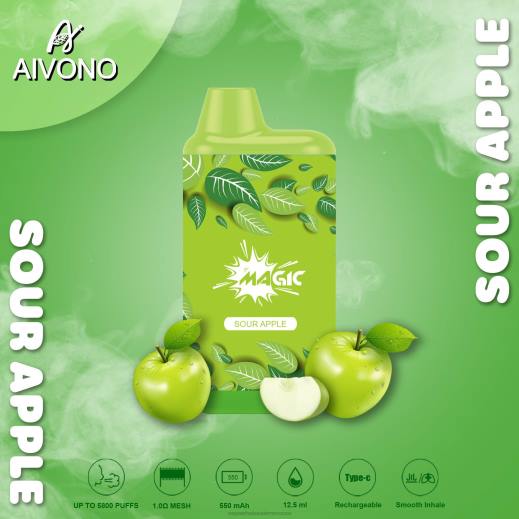 Disposable Vape Morocco - Aivono AIM MAGIC 5800 علبة سجائر بالفم التفاح الحامض X46487