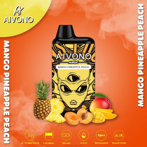 Vape Price Morocco - Aivono AIM MAGIC 5800 علبة سجائر بالفم مانجو اناناس خوخ X46488