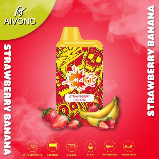 Vape Wholesale - Aivono AIM MAGIC 5800 علبة سجائر بالفم موز فراولة X46493