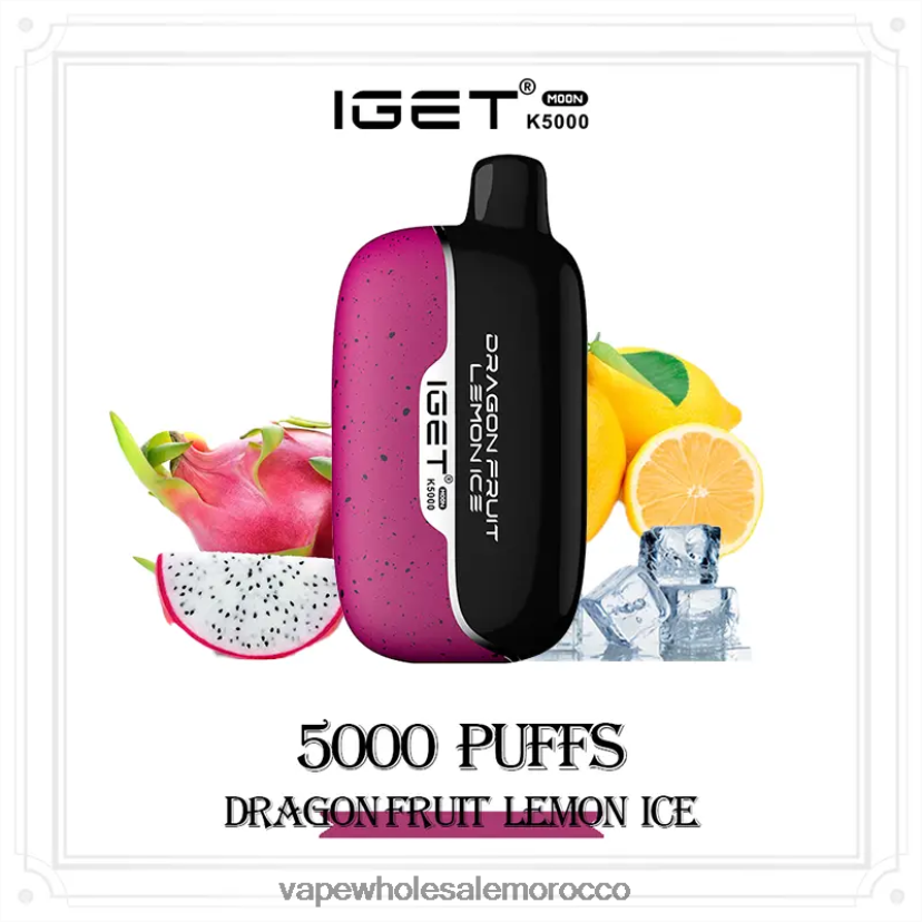 E Cig Wholesale Distributors - IGET Moon k5000 فاكهة التنين مثلجة بالليمون 062N8F20