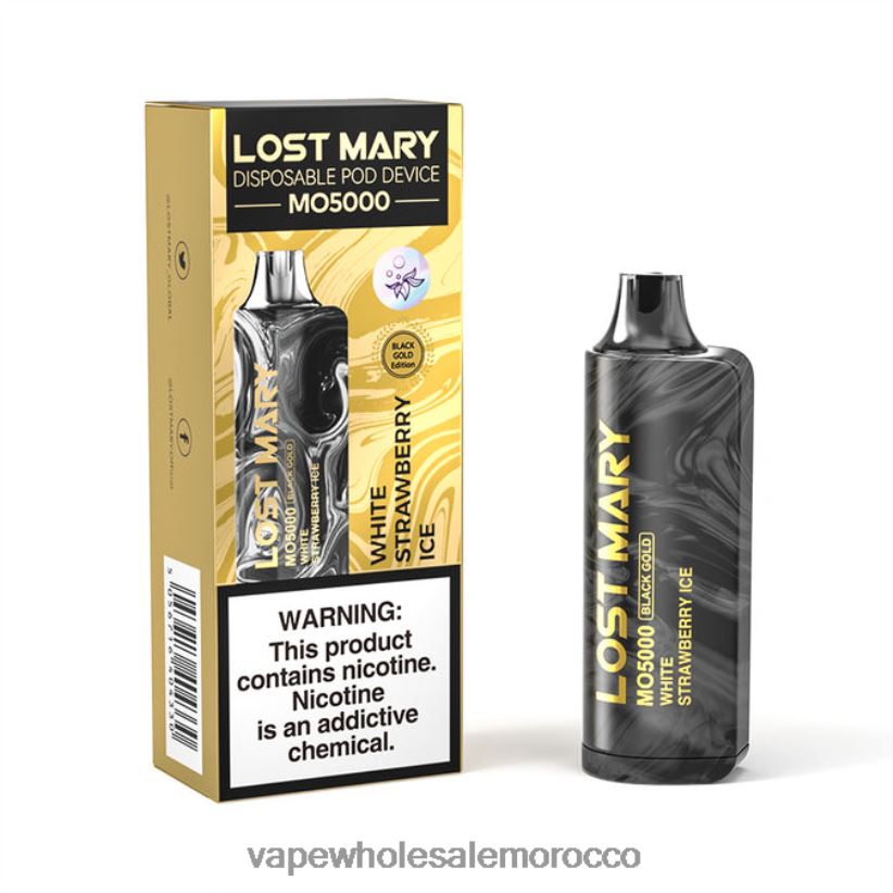 السجائر الالكترونية - ثلج الفراولة البيضاء R840F2347 LOST MARY MO5000 الذهب الأسود 10 مل